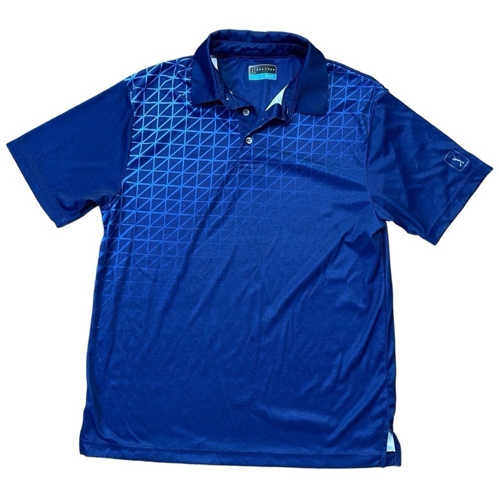 PGA Tour Men’s Blue Golf Polo Short Sleeve Performance Shirt Top Size Medium